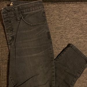 Black Universal Threads Button Fly Cropped Jeans